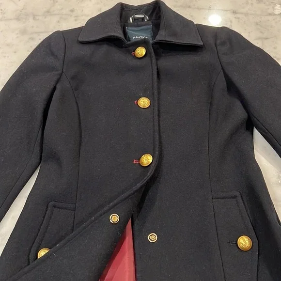 Nautica Military Nautical Style Wool Pea Coat - Picture 9 of 14